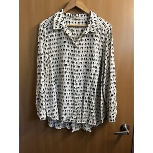 Jane and Delancey Tunic Top Shirt Blouse Size 2X Bird on a Wire Roll Tab Sleeve
